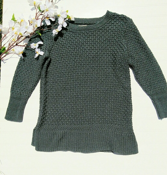 LOFT Sweaters - LOFT moss green S basketweave cotton sweater